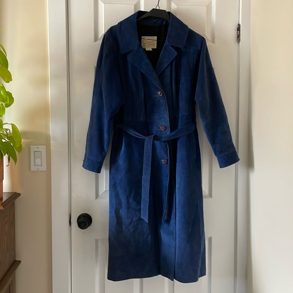 VINTAGE boutique of Leathers blue suede duster coat jacket